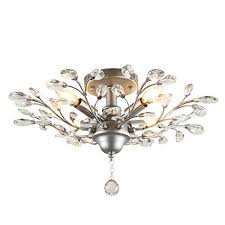 A row of retro style ceiling lights. Seol Light Vintage Sliver Grey Crystal Branches Chandeliers Ceiling Light Flush Mounted Fixture With 4 Light 160w 24 5 Dia For Bedroom Living Room Entryway Buy Online In Cayman Islands At Cayman Desertcart Com Productid 145860211