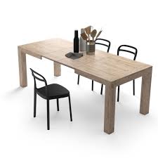 Mesa de cocina modelo valencia (extensible), fabricada con patas metálicas color plata, encimera en cristal templado de seguridad de 4 mm. Mesa De Cocina Extensible Modelo Iacopo Color Encina Mobili Fiver