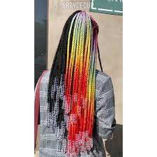 Black And Rainbow Box Braids Pinole California On Instagram New Video Alert Half Half Rainbow Box Braids On A Twa Link Black Box Braids Colored Box Braids Box Braids