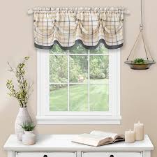 Fascia valances are installed a plain, square valance is a contemporary, commercial look while a fabric wrapped curved fascia gives. Tattersall Tuck Valance With Buttons 58x14 Overstock 31519871