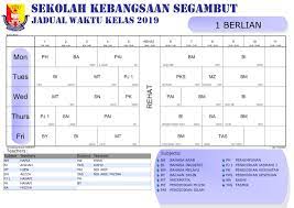 Jadual waktu dan tarikh upsr 2019. Sek Keb Segambut Kuala Lumpur Jadual Waktu Kelas 2019