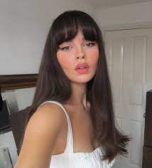 Beautyspok Frances Brunette Bangs Long Hair Long Hair With Bangs Hairstyle