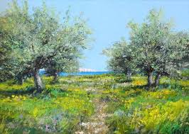Daniel Sannier Olive Trees On The Island Of Paros Greece Oliviers Sur L Ile De Paros Grece In 2020 Olive Tree Painting Beautiful Landscape Paintings Oil Painting Landscape