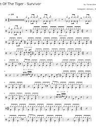 eye of the tiger survivor drums sheet sheet music for