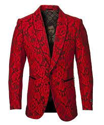 A pattered tux, worth trying. Empire Collection Red Floral Solid Pattern Sports Coat Slim Fit Floral Blazer Blazers For Men Slim Fit Suits