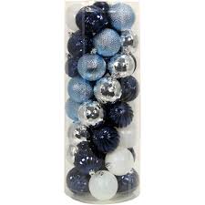 Valery madelyn christmas ball ornaments blue silver, 35ct 70mm shatterproof blue christmas tree ornaments bulk for christmas decoration xmas home decor. Holiday Time Blue Silver White Shatterproof Christmas Ornaments Set Of 50 Walmart Com Walmart Com
