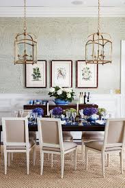 By using molding strips to frame small sections of a special paper. Blue And White Beach House Design Dining Room Wallpaper Traditional Dining Rooms Dining Room Inspiration