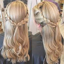 Blonde Highlights Platinum Bright Blonde Haircut Long Hair Summer 2017 Braided Updo Grad Prom Wedding Ball Hairstyles Prom Hair Haircuts For Long Hair