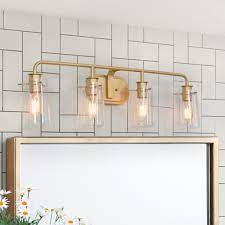 Gold (20) nickel (213) silver (349) white (17) light direction. Modern Gold 4 Light Bathroom Vanity Lights Seeded Glass Wall Sconce On Sale Overstock 29959632