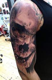 An american style skull tattoo design. Shoulder Skull Tattoo By Vicious Circle Tattoo