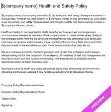 7.6 a provincial health and safety committee shall be established at head office with the deputy manager : Company Health And Safety Policy Statement Template