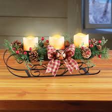 Lighted Primitive Candle Sleigh With 3 Led Candles Collections Etc