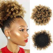 The trick is to attach the wefts to your natural hair with this style features the use of sleek and straight natural hair together with weave hair extensions. Buy Themis Hair Afro Puff Drawstring Ponytail For Black Women High Puff Drawstring Short Ponytail Bun For Short Natural Hair Afro Kinky Curly Ponytail Hairpieces With Clips In Color T1b 27