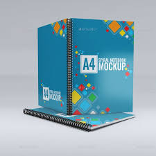 Different Views A4 Spiral Notebook Mockup Psd Psd Template Free Notebook Psd Templates