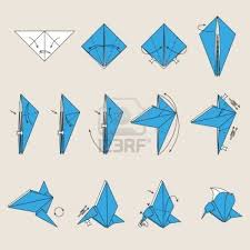 Origami Blue Bird On Light Brown Background Origami Bird Origami Diagrams Geometric Origami