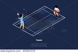 Tennis court in the park with city background. Vector Illustration Vector Photo Free Trial Bigstock