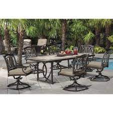 Kirkland Signature Alumicast 7 Piece Dining Set Patio Outdoor Bistro Table Sets Bistro Table Outdoor