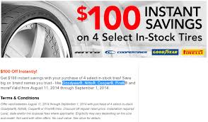 Ntb 100 Off On 4 Tires Coupon August 2014 Coupons Goodyear The 100