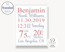 Personalized Birth Stat Sign for Girl and Boy