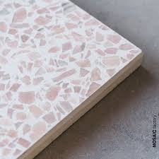 White Terrazzo Tile With Light Pink Marble Fragments From Mosaic Factory Marble 10 Collection Pinktiles Pinkterrazzo Te Terrazzo Tile Pink Marble Pink Tiles