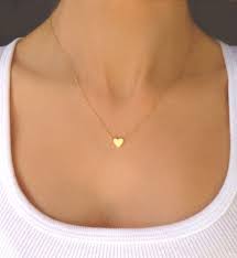 Tiny Gold Heart Necklace For Women Small Heart Necklace Personalized With Initial Sterling Silver Rose Gold Simple Dainty Jewelry Gift Tiny Heart Necklace Simple Necklace Heart Pendant Gold