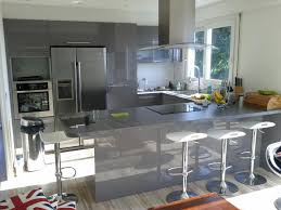 Cuisine En U Laquee Gris Brillant Cuisines Design Cuisine Americaine Cuisine En U
