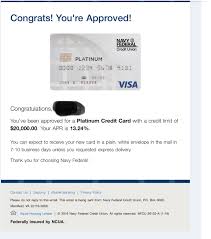 Your initial credit limit isn't set in stone, either. Navy Platinum Card Approval Myfico Forums 5566740
