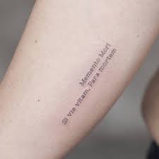 Memento Mori Si Vis Vitam Para Mortem Tattoo On The Right Inner Forearm Typewriter Font Tattoo Word Tattoos Tattoo Fonts