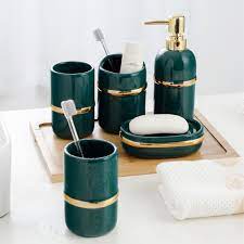Out of every room in your home, the bathroom — regardless of its size — is the one place that can benefit from simple decor upgrades. Nordic Bathroom Accessories Set 5pcs Bath Supply Kits 6 Pcs Bamboo Tray Emerald Golden Ring Hotel Decoration Gift Ceramic Orange Bathroom Accessories Sets Aliexpress
