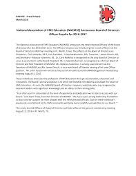 National Association of EMS Educators (NAEMSE) Announces Board of Directors  Officer Results for 2016-2017