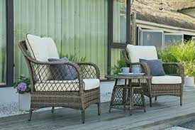Amazon Com N V Patio Outdoor Furniture Bistro Sets Mouldproof Wicker Chairs With Glass Coffee Table Pillows Outdoor Furniture Bistro Set Outdoor Wicker Chairs