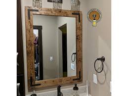 Rustic Distressed Mirror Farmhouse Mirror Wood Mirror Etsy Farmhouse Mirrors Bathroom Mirror Frame Mirror Wall Bathroom