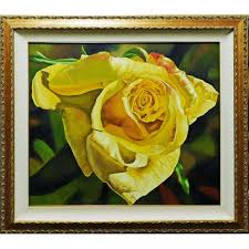 Walt Johnston "Yellow Rose" Oil Painting