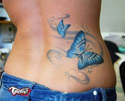 Blue Butterflies Hip Butterfly Tattoo Designs Blue Butterfly Tattoo Lower Back Tattoo Designs