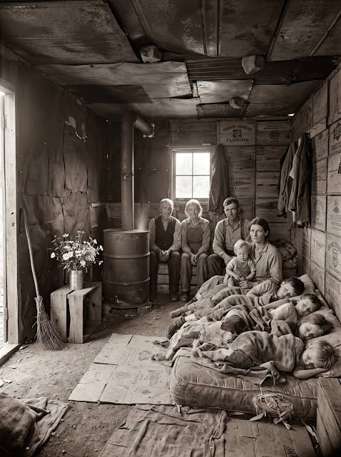 De hut van de familie Muller in Otsego County uit 1932: 9 mensen in één kamer | Mansfield, NY