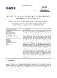 Pdf The Efficiency Of Islamic Banks In Malaysia Based On Dea And Malmquist Productivity Index