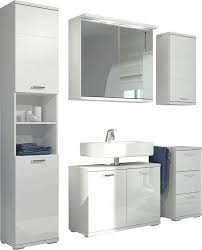 Pelipal badmöbel als set solitaire 7005 v3.2 mit spiegelschrank 154 cm. Homexperts Badmobel Set Nusa 5 Tlg Aus Spiegelschrank Inkl Led Beleuchtung Hochschrank Waschbeckenunterschrank Hangeschrank Und Unterschrank Badezimmerschrank Mit Metallgriffen Und Mdf Fronten In Hochglanz Optik Online Kaufen Otto