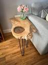 English Walnut and Pickled Green Epoxy Resin Side Table ...