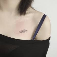 3d feather tattoo on left collarbone. Adorable Feather Tattoos Ideas