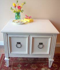 Vintage white ceramic flower floral design standing mute desk table clock. Vintage Side Table In Navajo White Urban Farmhouse Finishes