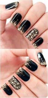 Short Black Acrylic Nails With Glitter Nails Acrylic Short Black And Gold 34 Ideas Black Gold Nails Black Nail Designs Gold Nails