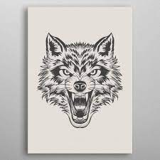 Angry Wolf By Rockstone Metal Posters Displate Wolf Tattoo Traditional Wolf Tattoo Wolf Face