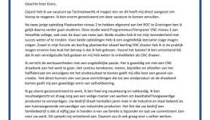 Sollicitatiebrief Cnc Operator Voorbeeld Van Een Top Cnc Motivatiebrief