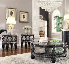 Mirrored glass accents with inset rhinestone trim. Buy Homey Design Hd 1208 Coffee Table Set 3 Pcs In Black Silver Lacquer Online