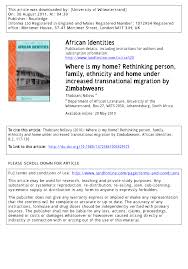 Her debut novel, nervous conditions (1988), which was the first to be written in english by a black woman from. Pdf Where Is My Home Rethinking Person Family Ethnicity And Home Under Increased Transnational Migration By Zimbabweans