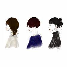 coccory instagram ヘアスタイル色々 ウルフカット ショートヘア ダークローズ ヘアアレンジ ゆるお団子 スウェット ニット タートル レイヤード ヘアスタイル ファッションイラスト イラスト fashionillustration illust a ローズヘア ウルフ カット イラスト