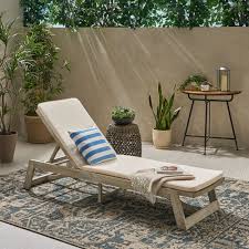 Lounge chair cushion, indoor outdoor chaise lounge cushions with cap perfect for garden patio mattress for zero gravity chair (chair not included) features: Noble House Cullen Outdoor Acacia Wood Chaise Lounge And Cushion Set Light Gray And Cream Walmart Com Outdoor Chaise Lounge Chaise Lounge Poolside Chairs