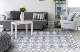 Vinyl Area Rug Decorative Grey Tiles Printed On Pvc Etsy Decor Home Decor Vinyl Flooring