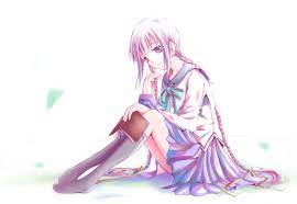 amano tooko braids bungaku shoujo purple eyes purple hair school uniform |  konachan.com - Konachan.com Anime Wallpapers
