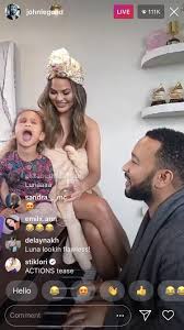 Chrissy teigen and john legend continue to be one of the cutest celebrity couples around, especially since teigen gave birth to their second child, baby miles. Chrissy Teigen Roasts John Legend In A Towel During His Instagram Live Concert As Luna Makes An Appearance Entertainment Tonight